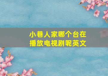 小巷人家哪个台在播放电视剧呢英文