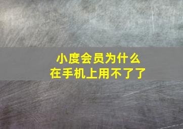 小度会员为什么在手机上用不了了