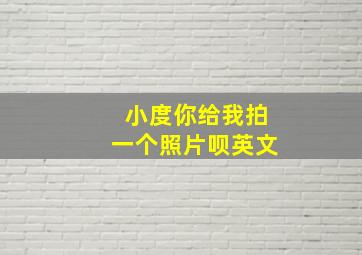 小度你给我拍一个照片呗英文