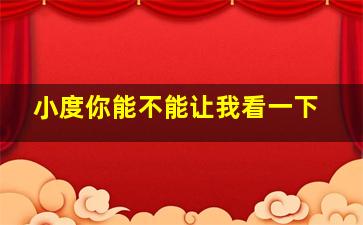 小度你能不能让我看一下