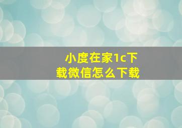 小度在家1c下载微信怎么下载