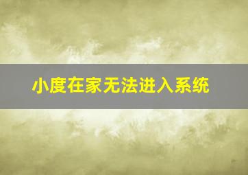 小度在家无法进入系统