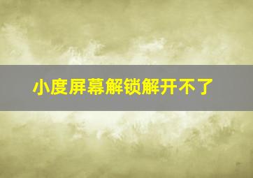 小度屏幕解锁解开不了