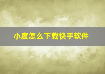 小度怎么下载快手软件