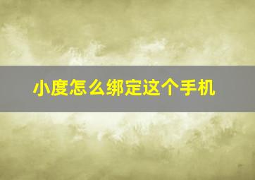 小度怎么绑定这个手机