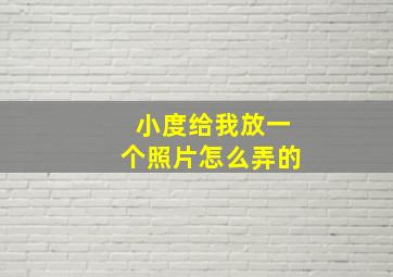 小度给我放一个照片怎么弄的