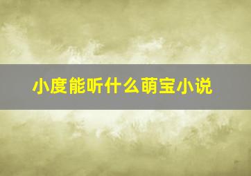 小度能听什么萌宝小说