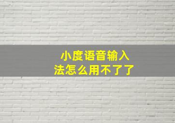 小度语音输入法怎么用不了了