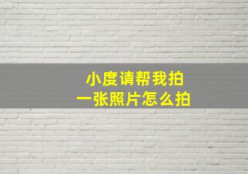 小度请帮我拍一张照片怎么拍