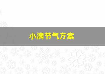 小满节气方案