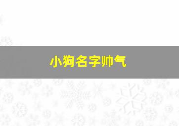 小狗名字帅气