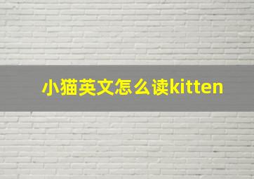 小猫英文怎么读kitten