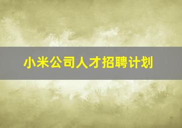 小米公司人才招聘计划