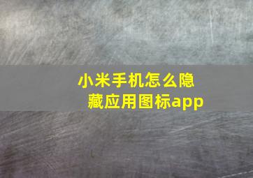 小米手机怎么隐藏应用图标app