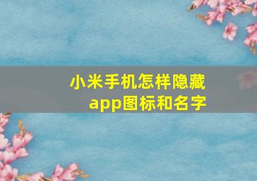 小米手机怎样隐藏app图标和名字