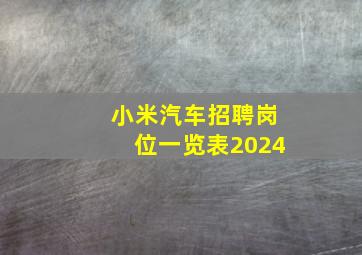 小米汽车招聘岗位一览表2024