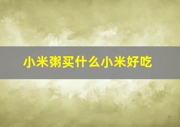 小米粥买什么小米好吃