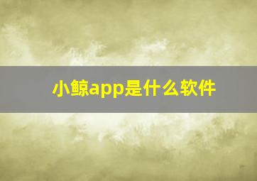 小鲸app是什么软件