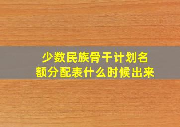 少数民族骨干计划名额分配表什么时候出来