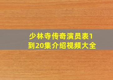 少林寺传奇演员表1到20集介绍视频大全