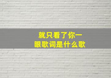 就只看了你一眼歌词是什么歌