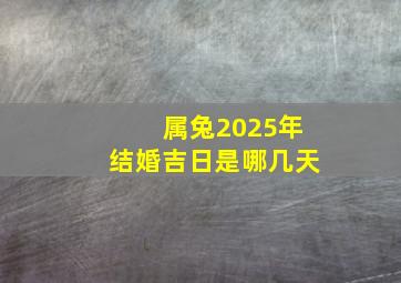 属兔2025年结婚吉日是哪几天