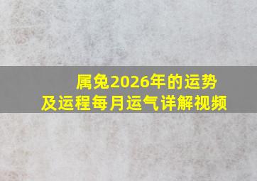 属兔2026年的运势及运程每月运气详解视频