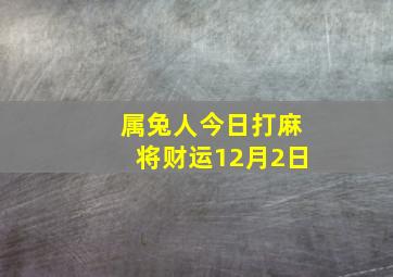 属兔人今日打麻将财运12月2日