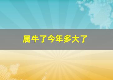 属牛了今年多大了