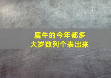 属牛的今年都多大岁数列个表出来