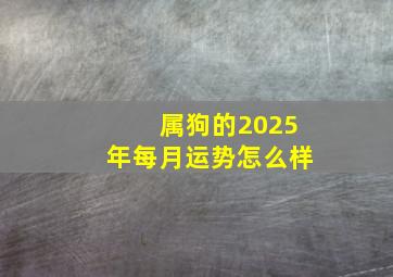 属狗的2025年每月运势怎么样