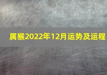 属猴2022年12月运势及运程