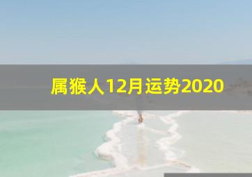 属猴人12月运势2020