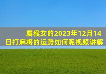 属猴女的2023年12月14日打麻将的运势如何呢视频讲解