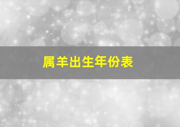 属羊出生年份表