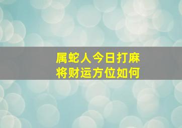 属蛇人今日打麻将财运方位如何