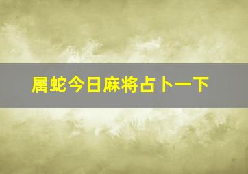 属蛇今日麻将占卜一下