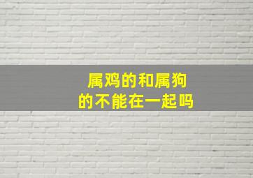 属鸡的和属狗的不能在一起吗