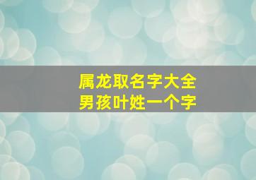 属龙取名字大全男孩叶姓一个字