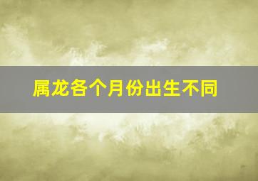 属龙各个月份出生不同