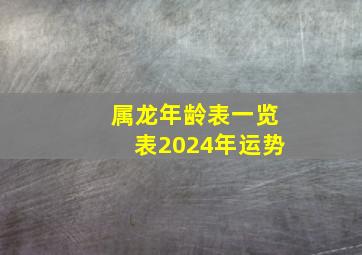 属龙年龄表一览表2024年运势