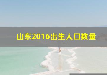 山东2016出生人口数量