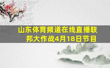 山东体育频道在线直播联邦大作战4月18日节目