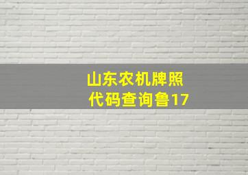 山东农机牌照代码查询鲁17