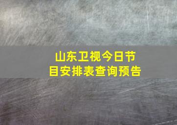 山东卫视今日节目安排表查询预告