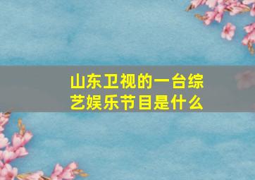 山东卫视的一台综艺娱乐节目是什么