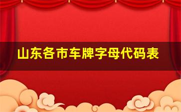 山东各市车牌字母代码表