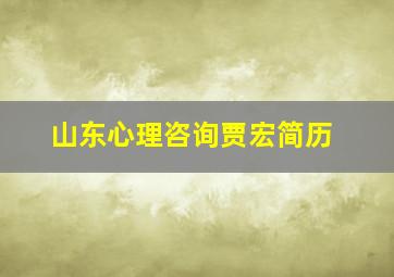 山东心理咨询贾宏简历