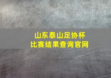 山东泰山足协杯比赛结果查询官网