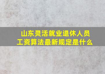 山东灵活就业退休人员工资算法最新规定是什么